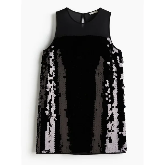 H&M Sequined Mini Dress Black Size XS - Picture 2 of 11